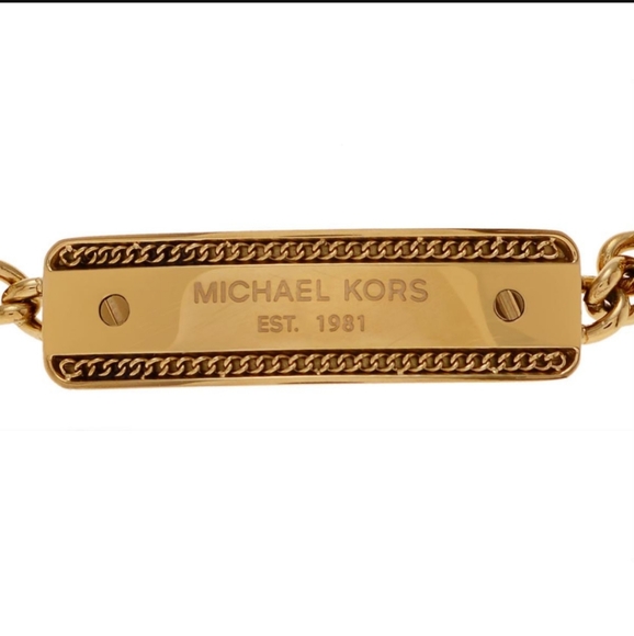 Michael Kors Bracelet Logo Plaque Chain Link Rose Gold Plate Stainless Steel NWT - Picture 3 of 15
